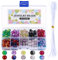 200 Piezas 8mm Cuentas de Vidrio Craquelado, Abalorios de Cristal Rajado Coloridos, Cuentas Redondas de Vidrio Cristal para Manualidades, Collares, Pulseras, con 1 Hilo Elástico Blanco