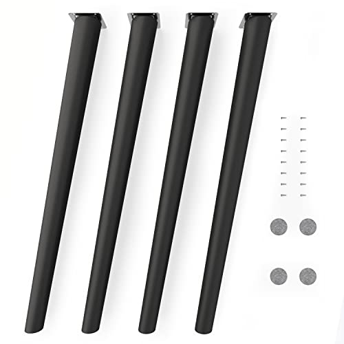 Sossai Tischbeine aus Massivholz Buche, matt schwarz, Clif Round HMF2, 71 cm hoch, rund, schräge Ausführung, matt schwarz, für Stühle, Tische