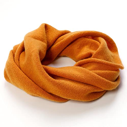 Damen-Winter-Nerz-Kaschmir-Ring-Schal, warm, ein Loop-Halstuch, Strick-Snood-Stirnband, weiblicher Nackenwärmer, gefälschter Kragen, Ingwer, ca. 41 x 23 cm