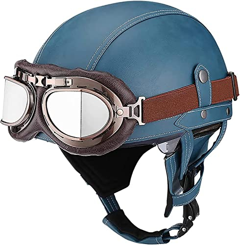 Casque Jet Demi-Jet Casque Moto Casque Bol Vintage avec Lunettes Cruiser Chopper Scooter Cyclomoteur Demi-Casque Ouvert à Dégagement Rapide Casque Bol Homologué ECE ( Color : 7 , Size : M(57~58cm) )