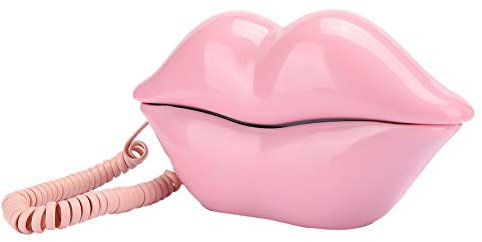Lip Phone, European Style Home Telephone Fashionable Pink Lips Shape Desktop Landline Phone Pink Telephone Home Flip Phone House Vintage Lip Landline Prop Old Fashion Bouc