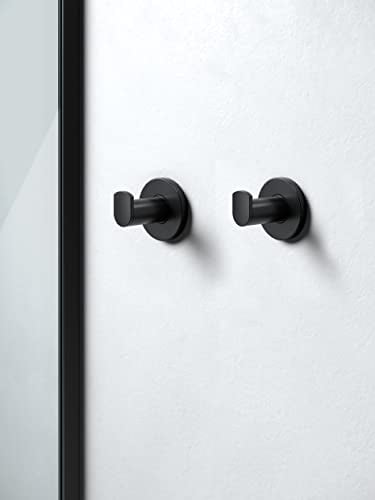 Keuco Handtuchhaken Set 2 Stück, schwarz matt, aus Metall, für Badezimmer und Gäste-WC, Wandhaken für Handtücher und Bademäntel, Plan Black Selection