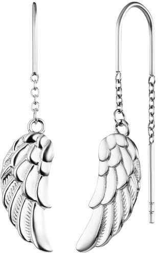 Engelsrufer Damen Ohrhänger aus Sterling Silber mit Flügel Anhänger in Silber mit Hakenverschluss, nickelfrei, Größe: 8mm, ERE-FLYWING