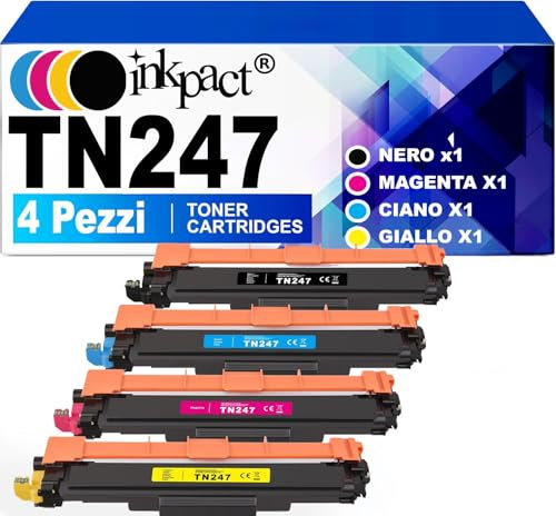 INKPACT TN247 Tonerkartusche Brother DCP-L3550CDW TN-243CMYK TN243CMYK TN243 TN 243 MFC-L3750CDW MFC-L3770CDW HL-L3210CW HL-L3270CDW HL-L3230CDW (TN247BK TN247C TN247Y TN247 M) 4 Stück