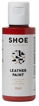 Pintura para cuero, 50 ml, personaliza zapatos, tenis, botas y más, resistente a arañazos y peladuras, secado rápido y flexible, disponible en 12 colores, Rojo -, 50ml
