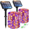 btfarm Solar Lichterkette Aussen, 2x15M 150 LED Solarlichterkette Außen Wetterfest 8 Modi IP65 Wasserdicht Kupferdraht Lichterkette Außen Solar Outdoor für Garten Terrasse Halloween (Orange-Violett)