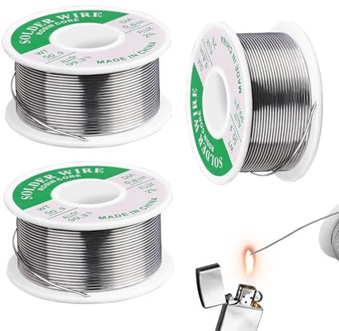 SPORWAY Lot de 3 bobines d'étain à souder 0,8 mm - Avec flux - Sans plomb - Avec noyau en colophane - 50 g - Pour la réparation et le bricolage des composants de soudure électriques électroniques