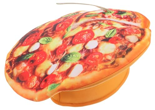PRETYZOOM Lustige Lustige Essenshüte Pizzakappe Pizzahut Für Party Pizzahut Für Cosplay Lustiges Pizzastück-kostüm Pizza-party-dekorationen Pizza-stirnband Dummer Hut Neuheit Hut Stoff