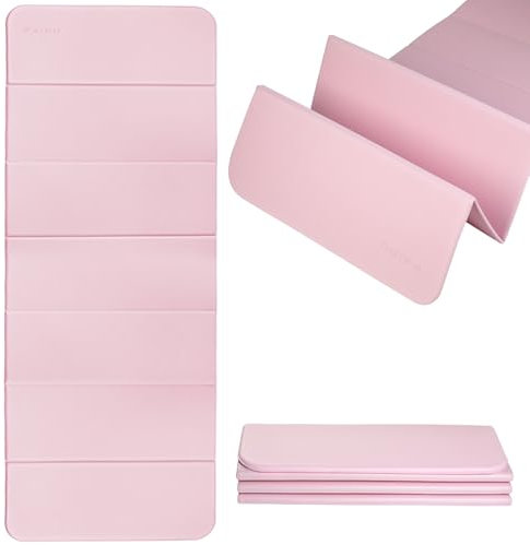 PAIDU Foldable Yoga mat -10mm thick, POE material, portable multi-functional folding mat - comfortable and durable, easy to carry, suitable for outdoor travel, Family and Yoga Fitness (Rosa)