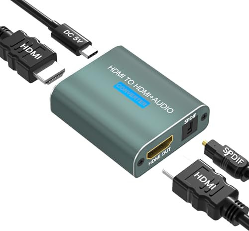 Ozvavzk HDMI Audio Extractor,HDMI to HDMi Optisch Splitter Adapter unterstützt 3D 1080P HDCP Digital DTS 5.1 PCM für Fire Stick Blu-Ray Player