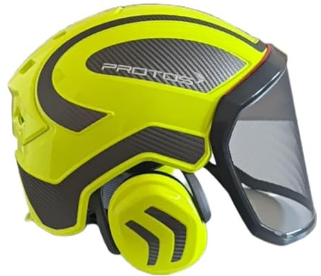 PROTOS Forest Helm – Premium-Schutzhelm für Forstarbeiten Varianten | Optimaler Kopfschutz für Profis (Neongelb - karbon)
