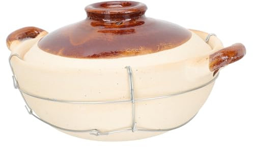 SOLUSTRE Cazuela Barro Resistente Al Calor Con Asa Sencilla Para Cocinar Arroz Fideos Sopa Guisos Uso Doméstico Fácil Limpieza