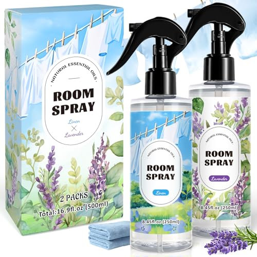 Scent-Hi Brume Parfumée, Spray Pour Rafraîchir le Linge Lavande, Parfum Maison, 250ml x 2 Parfums D'intérieur, Idéal pour maison, bureau et restaurants