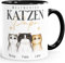 SpecialMe® Tasse Katzen-Papa personalisiert mit bis zu 3 Katzenfiguren und Wunschnamen Geschenke zum Vatertag Weiss-innen-schwarz standard