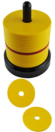 My Plast Schockbesteck Schocken Set mit 16 Scheiben - 15 Gelb + 1 Rot - Schock Besteck zum Knobeln, Meiern, Mörkeln, Jule, Maxen - Hochwertiger Würfelspiel Knobelspiel Schockturm aus Kunststoff