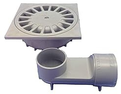 Hidrotecnoagua Bodenablauf, vertikal, horizontal, T-88vh, 360°, 25 x 25 cm, Durchmesser 110-90 cm