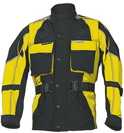 Roleff Racewear RO-43K, Chaqueta de moto para niños con ancho ajustable y reflectores, Negro/Amarillo (Schwarz?Gelb), L