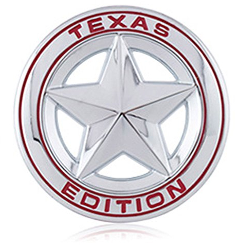 DSYCAR Durchmesser 3 3D Metall TEXAS EDITION Stern Auto Emblem Bagde Aufkleber Decals für Universal Autos Motorrad Auto Styling Dekorative Zubehör (Silber Rot)