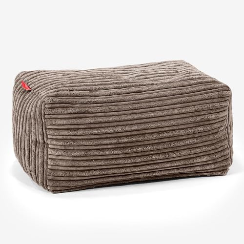 Lounge Pug Kleiner Fußhocker Pouf, Mocca Cordstoff, Sitzpouf, Pouf Sitzsack Hocker Wohnzimmer