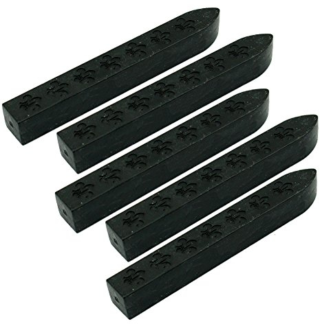 FQL Siegelwachsstäbe ohne Docht, Siegelwachs für Briefe, Retro, Vintage, Schwarz, 5 Stück