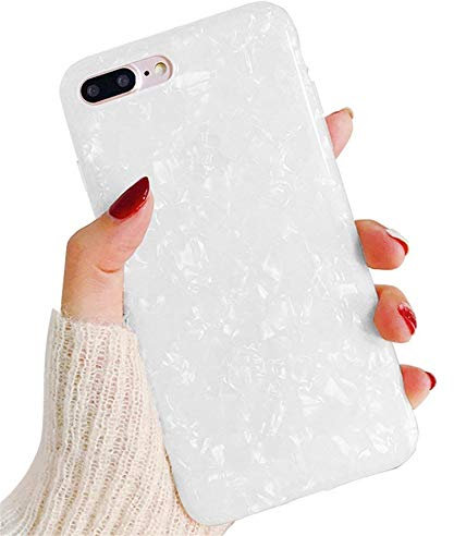 Hishiny Compatible avec Coque iPhone 7Plus 8 Plus, iPhone 7 Plus Avancé Silicone TPU Souple Housse Étui Full Protection Shell Anti-égratignures Coque Ultra Mince Anti-Scrach Bumper, Blanc, 7 Plus