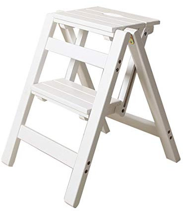 Klapptreppe Klappstufen Klapptritt Trittleiter 2 Stufen aus Holz leicht und faltbar für Kind Erwachsene für Bibliothek Loft Küche Home Decoration - 150kg Kapazität