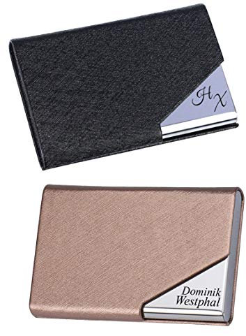 ID Visitenkartenetui mit Gravur nach Wunsch Kreditkarten, Ausweise Etui 2 Farben (Schwarz)