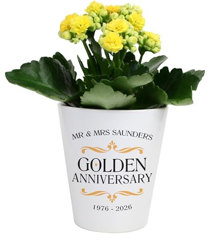The Gift Experience Personalised Golden Wedding Anniversary Plant Pot Gift, Wedding Gifts, Personalised Gifts, Garden Gift