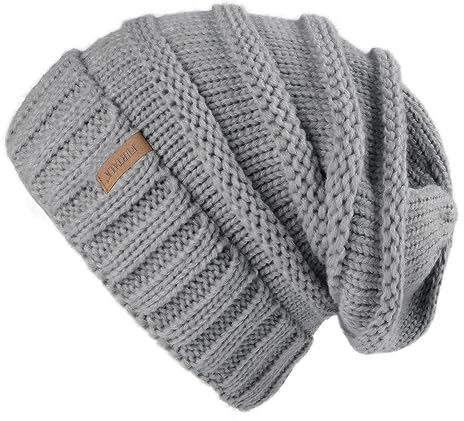 FURTALK Gestrickte Winter Slouchy Beanie Mütze Oversized Unisex Crochet Cable Ski Cap Baggy Slouch Hüte für Frauen Männer, Grau, Einheitsgröße