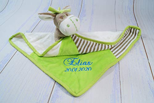 ❤️ Schmusetuch bestickt mit Namen ❤️ Schnuffeltuch ❤️ Kuscheltuch ❤️ Tolle Geschenkidee ! ❤️ (Esel)