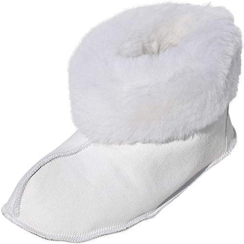 Hollert Damen & Herren Lammfell Hausschuhe Bettschuhe Dream Weiß 100% Merino Schaffell Fellschuhe weiche Ledersohle Hüttenschuhe Mokkasin atmungsaktiv Schuhgröße EUR 39