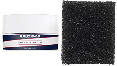 Kryolan Fresh Scratch Set - Wundschorf-Kunstblut für realistische Wunden und Schorfeffekte - inkl. Stoppelschwamm - ideal für Kinderschminke, Party, Karneval, Halloween, LARP & Make-up Artists