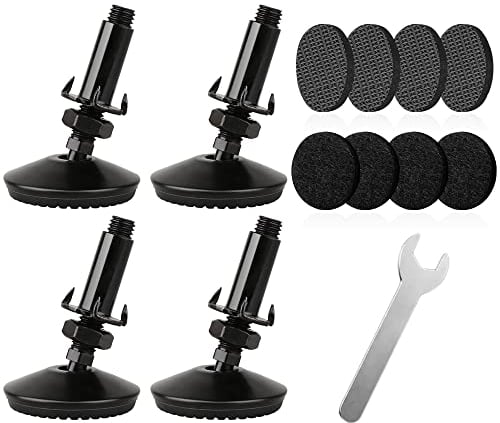 Tahikem 4 Set Swivel Levelling Feet, M10 Height Adjuster Furniture Levellers Foot With T Nut Bolt, Table Leg Extenders, Screw In Bed Table Chair Self Levelers Legs (2 Base Dia 2 Thread Length Black)