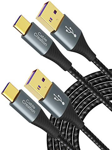 CableCreation Cable USB C corto 1M, [paquete de 2] Cable USB C 5A, cable de datos de carga rápida USB tipo C trenzado para Huawei P30/P40, Xiaomi 9/10, compatible con Huawei Super Charge y protocolo