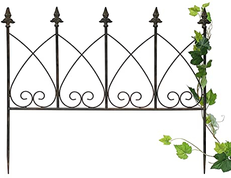 DanDiBo Rankhilfe Metall Blumengitter 60 cm Freistehend Rankgitter 96015 Steckzaun Kletterhilfe Stab Rost Imitat