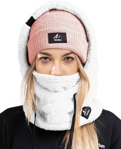Senllen Plüsch Sturmhaube atmungsaktiv Warm Balaclava Winter Skimaske | Schalmütze Kapuzenschal Damen Sturmmaske über Skihelm für Skifahren, Radfahren, Motorradfahren, Unisex Einheitsgröße