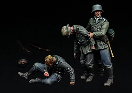FCBEL 1/35 Der Miniaturbausatz des verwundeten Resinsoldaten der deutschen Wehrmacht im 2. Weltkrieg (3 Personen) unmontiert und unbemalt //K2695A