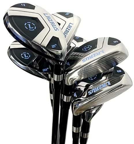 LAZRUS GOLF Premium Hybrid Golf Clubs for Men - 2,3,4,5,6,7,8,9,PW Right Hand & Left Hand Single Club, Graphite Shafts, Regular Flex (RH Set 4-PW Black)