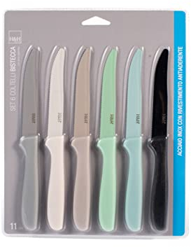 H&H Set 6 Coltelli Assortiti, Lama Seghettata