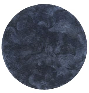 Wecon Home Kuschelig weicher Esprit Hochflor Teppich, bestens geeignet fürs Wohnzimmer, Schlafzimmer und Kinderzimmer RELAXX (120 cm, rund, dunkelblau)