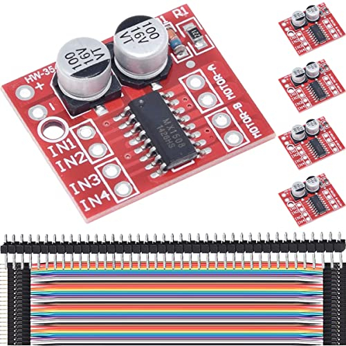 DAOKAI 2 Way L298N 1.5A L298 DC Stepper Motor Treibermodul H-Brücke PWM-Geschwindigkeit Motortreiber mit Dupont-Kabel für Arduino Kleinwagen(5 Stück)
