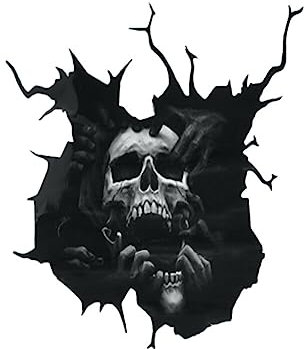 BYNYXI Adesivi 3D Teschi, Vetrofanie Fantasma per Halloween Decalcomanie da Muro Teschi Adesivi 3D Pipistrelli per Halloween Decorazioni per Porte e Finestre di Casa, 48 cm x 32 cm (Tipo A)