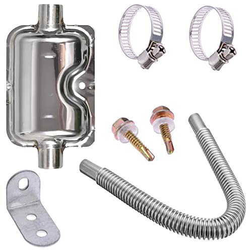 24MM Auspuff Schalldämpfe + 200CM Abgasschlauch für Stromerzeuger, Auto Auspuffrohr Standheizung Abgasrohr Schalldämpfer Kit, Edelstahl Auto-Heizung Zubehör