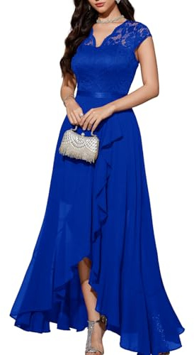 Bbonlinedress Mujer Vestido A-línea de cóctel Top Falda de Encaje Columpio de Gasa para Boda de Bola de Fiesta Cuello en V Manga Corta Gasa Corte para Mujer