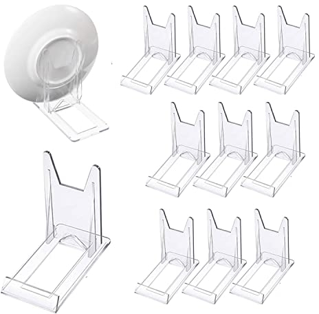 XSEXO 12 PCS Support de Présentation Réglable Transparent Supports de Plaque Affichage en Plastique Chevalets Transparents Présentoir de Livre pour Menu, publicité, Assiette, Photo