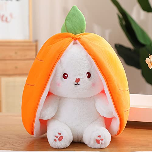 shineFinder 35 25 15cm Hasen Verstecken,Gefülltes Kaninchen mit Karotten und Erdbeeren, Plüschtier Hase, Hasenpuppe, Hasenplüsch, Weiches Plüsch-Kaninchen-Spielzeug(Karotte, 35cm)