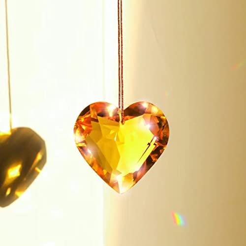 CandyAlley Suncatcher Crystal Window Decoration Hanging Crystal Rainbow, Glass Crystal Ball, Maker Decoration Wind Chime, Crystal Prism Hanging Ornaments, Garden Crystals - Yellow