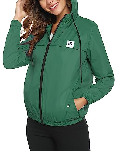 Migcaput Veste ImperméAble Femme Avec Capuche à Manches Longues Manteau De Pluie Courte Coupe Vent Zippé Pour Sport Voyage Camping RandonnéE