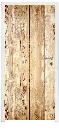 MuchoWow© Türtapete Türaufkleber Selbstklebende Tapete Tür Deko Holz - Vintage - Landhausdiele - Eiche - 75x205 cm