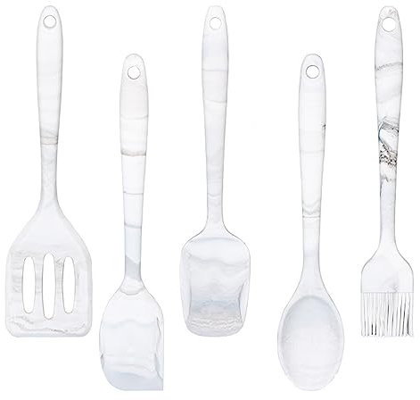 Soulnioi Silicone Spatula Baking Set Marbled (Table Spoon + Oil Brush + Spatula + Scraper + Spatula) Baking Tools Food Grade Silicone 5PCS